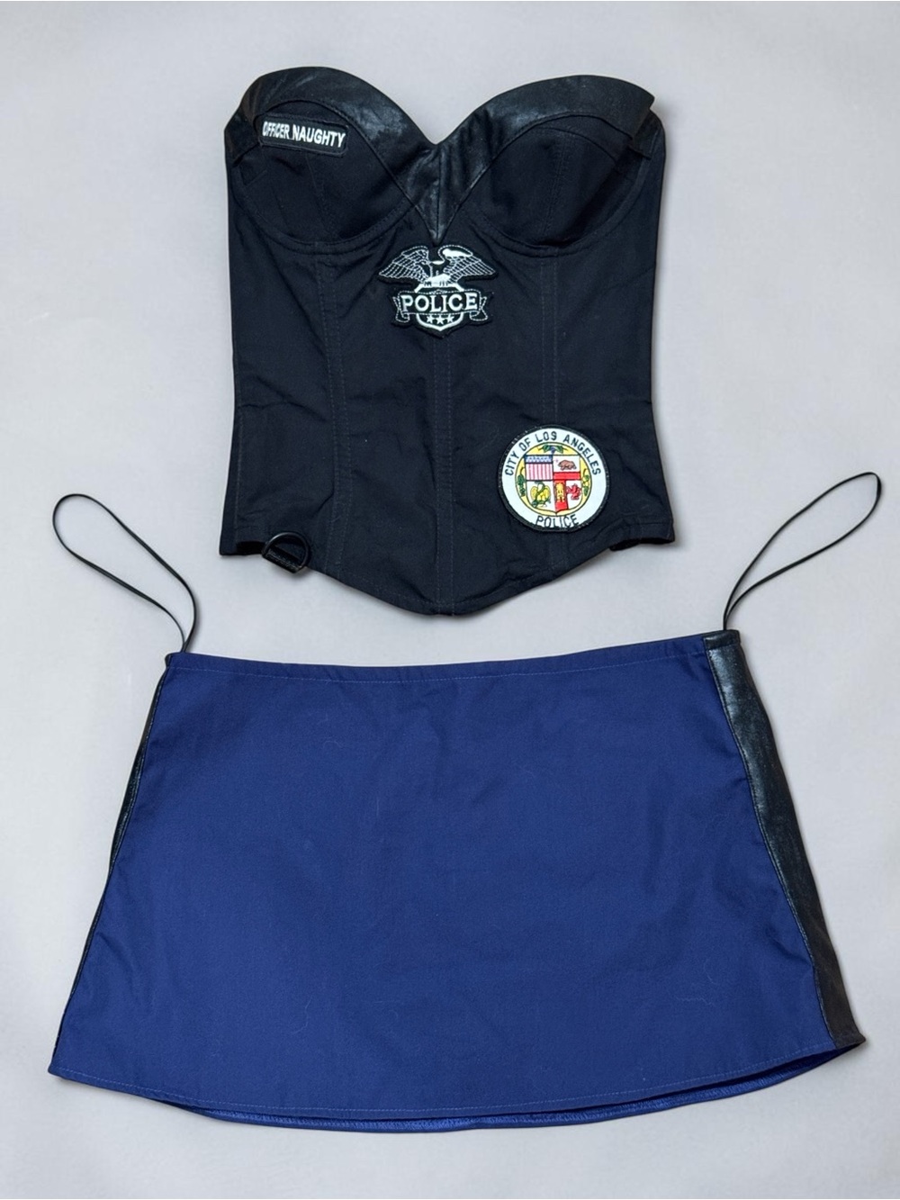 Trashy Lingerie Police Officer Cop Uniform Black Navy Blue 34C Medium Set